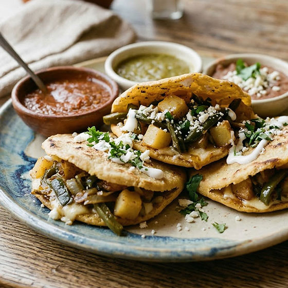 Gorditas rellenas de papa con rajas